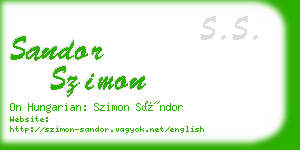 sandor szimon business card